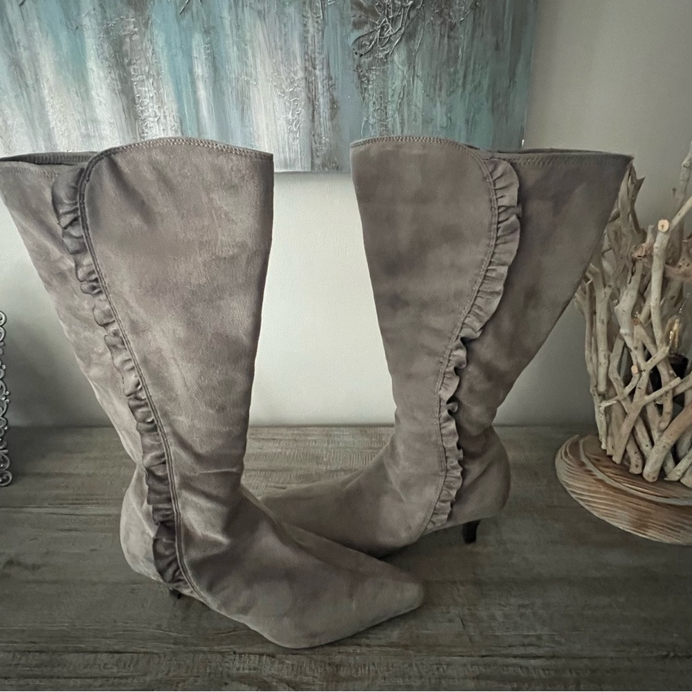 Sand coloured 2.5” heel boots